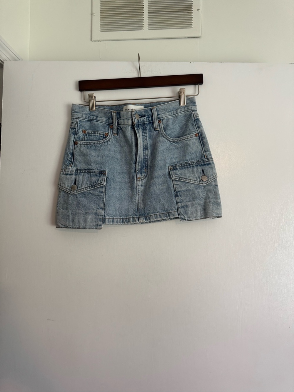 Denim Forum Light Blue Cargo Pocket Denim Mini Skirt